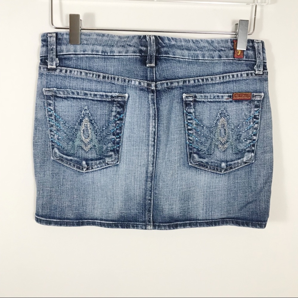 7FAM Denim Mini Skirt Y2K Style Jean Skirt